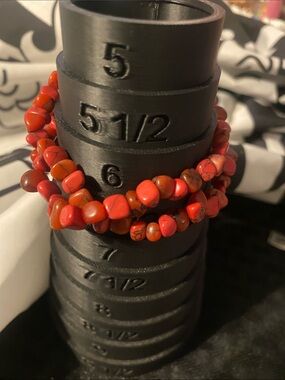 Ralph Lauren Vintage Double Strand Coral Agate Bracelet 6”